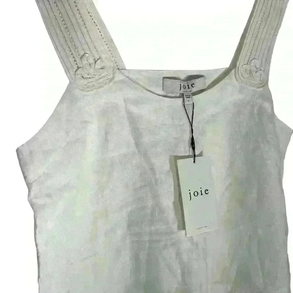 Joie Women's Paisley Linen beach resort vacation summer Top in Porcelain - Picture 5 of 11